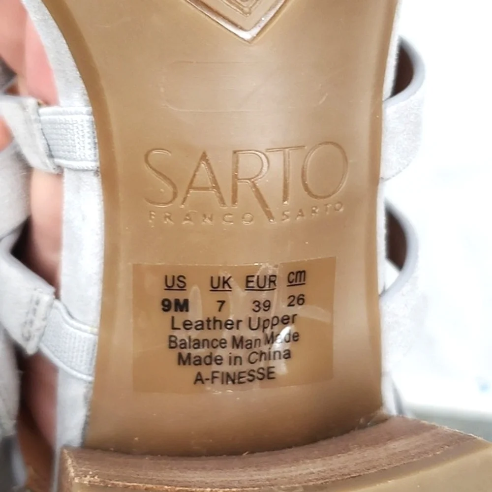 Franco Sarto Finesse Cage Sandal Heel‎ Gray Suede